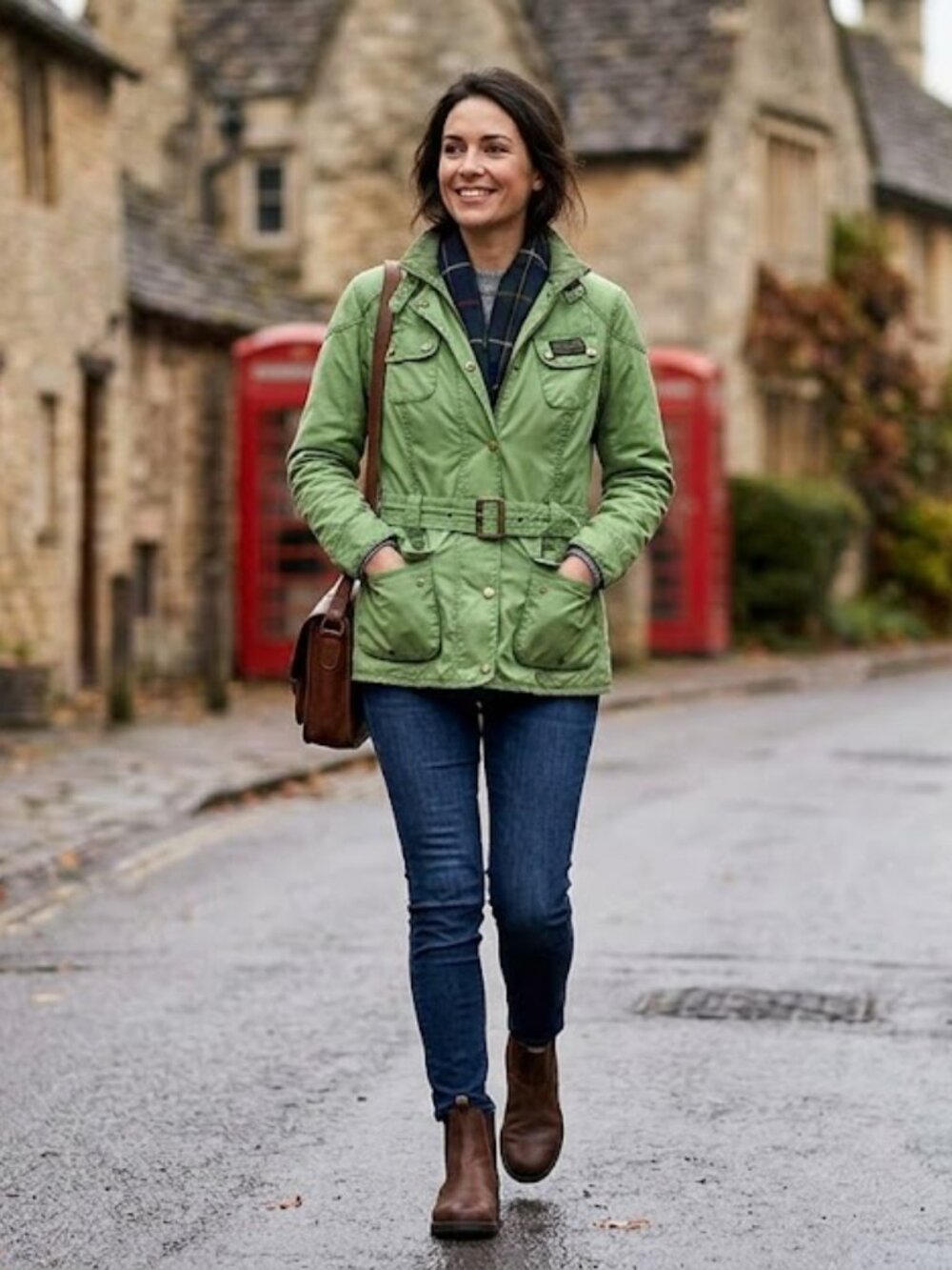 Barbour International Silkoil Waxed Cotton Belted Utility Jacket Green Size 12